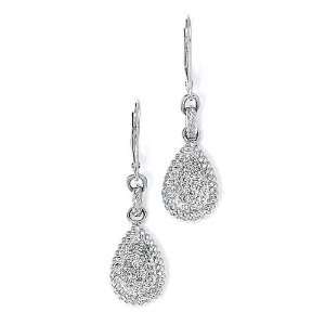    Sterling Silver Diamond Pave Drop Earrings   JewelryWeb: Jewelry