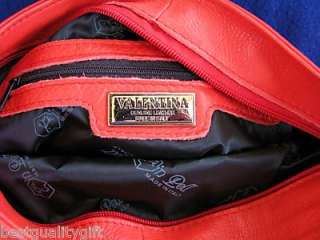 VALENTINA CORAL RED LEATHER BAG TOTE HOBO PURSE~ITALY  