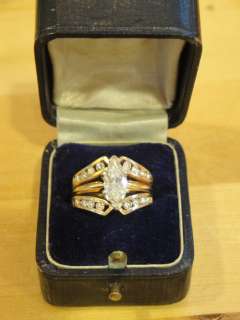 14 Karat 1.25 Marquise Diamond Wedding Ring Set Size 5  