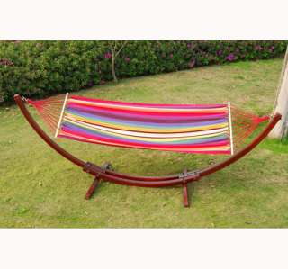 New Wooden Curved Arc Hammock Stand W/Colorful Hammock 9.8Long  