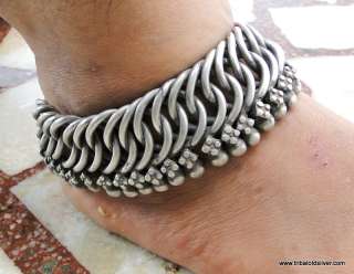 RARE ancient antique collectible ethnic tribal old silver Anklet 