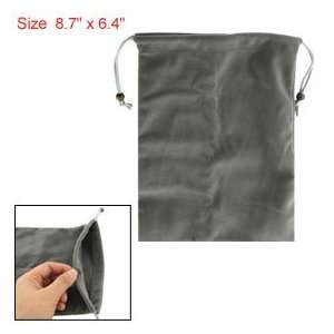  Gray Draw String Pouch Velvet Fabric Bag for PDA Netbook 