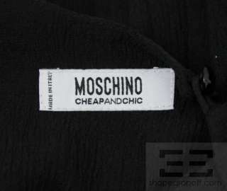 Moschino Cheap and Chic Black Cap Sleeve Silk Trim Dress Size US 8 NEW 