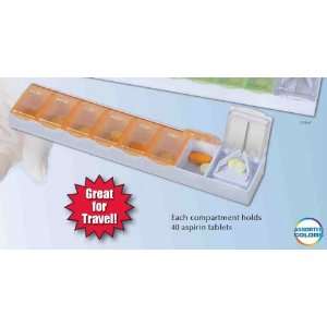 Pill Reminder with Tablet Cutter   Assorted Colors