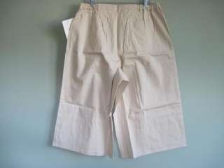 NEW Denim & Co 1X Khaki Original Waist Stretch Gauchos Crop Pants, NWT 