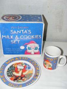COOKIES & MILK FOR SANTA CLAUS For Me ? Mary Engelbreit Plate & Cup 