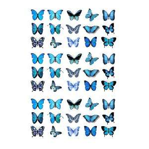  45x Blue Butterflies Edible Cake Toppers (Birthday Cupcake 