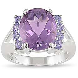 Sterling Silver Amethyst and Tanzanite Ring  