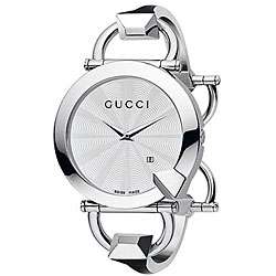 Gucci Chiodo Womens Steel White Guilloche Dial Watch  