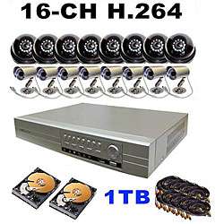   264 DVR 1TB HD 8 Dome and 8 Gun Camera Security System  Overstock