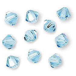 Aquamarine Austrian Crystal AB 4 mm Bicone Beads (Case of 50 