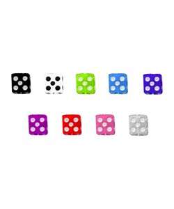 Acrylic/ Stainless Steel Dangling Dice Curved Barbell (Set of 5 