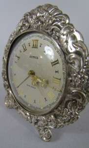 Vintage Semca Clock Sterling Silver Swiss Travel Alarm Repousse  