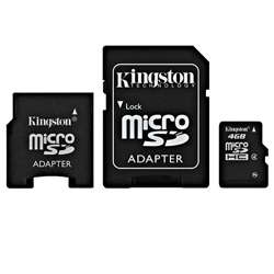 Kingston 4GB Micro SDHC Card with Dual SD Adapters  
