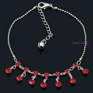 unique round red cz bead chain anklet ankle bracelet 28  