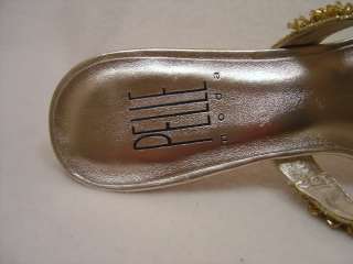 NEW Pelle Moda Gold Rhinestone Beaded Thong Sandals Low Heel NIB $150 