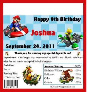 Mario Cart Candy Wrappers/Birthday Party Supplies  