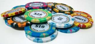 Monte Carlo Sample 14 g laser graphic clay poker chips  