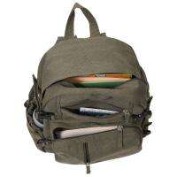 Everest Cotton Canvas Medium Backpack with pockets CTBP2010S BK/ KH 
