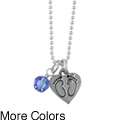 Charming Life Pewter Birthstone Baby Footprint Necklace