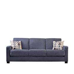   Convert a Couch Trace Gray Microfiber Squared Arm Futon Sofa Sleeper