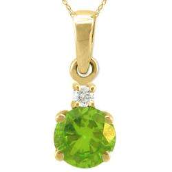 10k Gold August Birthstone Peridot and Diamond Necklace   