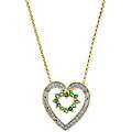 18k Gold over Sterling Silver Emerald and Diamond Heart Necklace MSRP 