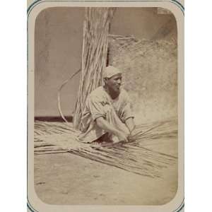  Central Asia,commerce,wicker,mat,reed production,c1865 