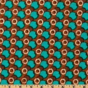  44 Wide Color Splash Bubbles Cocoa/Teal Fabric By The 