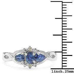 10k White Gold Blue Sapphire Diamond Ring  Overstock