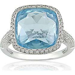 18k Gold Blue Topaz and 7/8ct TDW Diamond Ring (G H, SI) (Size 6.5 