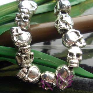 23pcs Skull Tibetan Silver Loose Beads Charms Bracelet  