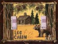 Log Cabin & BEAR DOUBLE LIGHT SWITCH PLATE COVER LODGE  