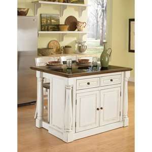 Home Styles Monarch Antiqued White Kitchen Island with Granite Inset 