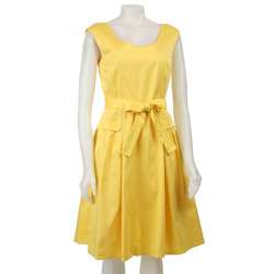 Calvin Klein Womens Yellow Belted Sleeveless Dress  Overstock