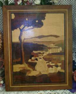   MARQUETRY Wood INLAY Picture Wall Plaque ART Wooden Landscape  
