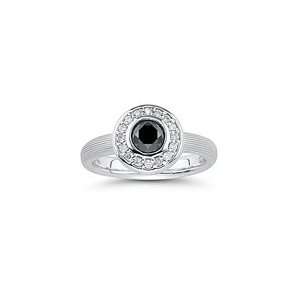  0.94 Ct Black & White Diamond Ring in 14K White Gold 3.0 