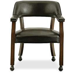 Dark Brown Vinyl Upholstered Caster Chair  Overstock
