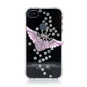   AT&T Verizon iPhone 4 4G Made with Crystal (4 3D Flying Heart Clear