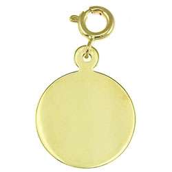 14k Yellow Gold Engravable Circle Charm  
