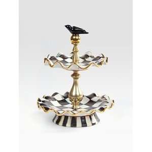  MacKenzie Childs Courtly Check Two Tiered Sweet Stand 