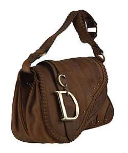 Christian Dior Distressed Brown Leather Saddle Bag  Overstock