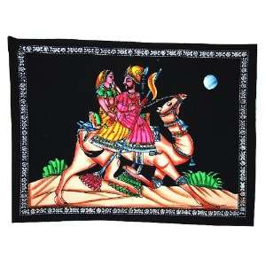  Indian Cotton Royal Scene Hand Painted Pretty Wall Hanging 
