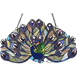 Tiffany style Stained Glass Peacock Window Panel  Overstock