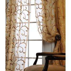 Blueit 120 inch Faux Embroidered Organza Sheer Panel  