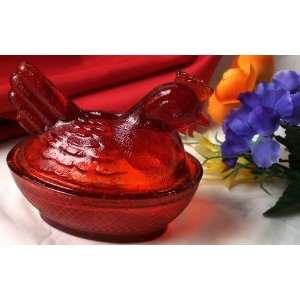  Best Quality  Red Glass Chicken On Nest Patio, Lawn 