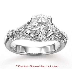   14k White Gold Side Stone 1/3 Carat Diamond Engagement Ring: Jewelry