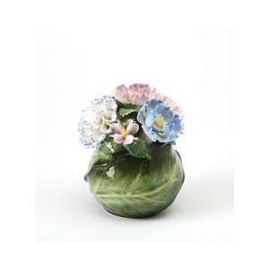  Bouquet of Blooming Blue/Purple Carnations in Green Pot 