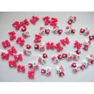  Nail Art 3d 40 Pieces Mix Hot Pink Hello Kitty/Bow for 