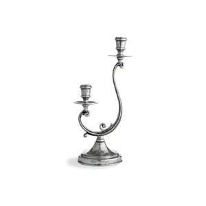   Italica Vintage Pewter Medium Two Arm Candle Holder